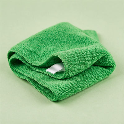 Close detail of the microfiber terry texture and stitched edge